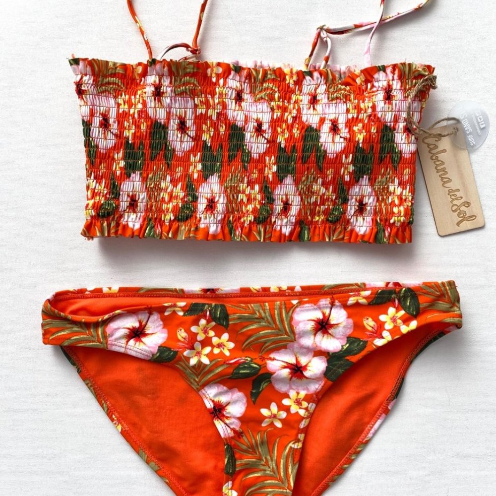 Cabana Del Sol Smocked Floral Swim Bikini Set